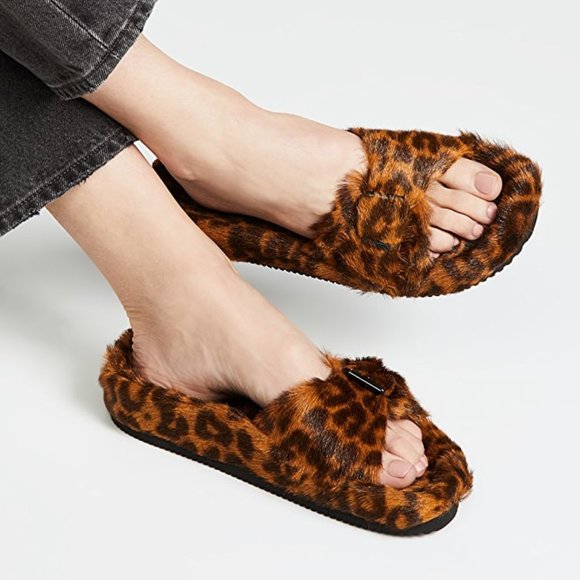 Alexander Wang Shoes - Alexander Wang Bee Slides in Leopard Goat Fur